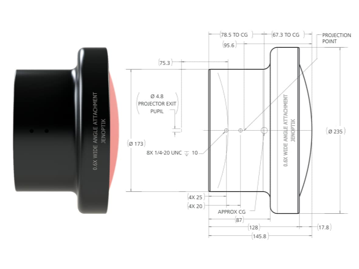 Projection lens adapter: technical drawing Projection lens adapter: technical drawing