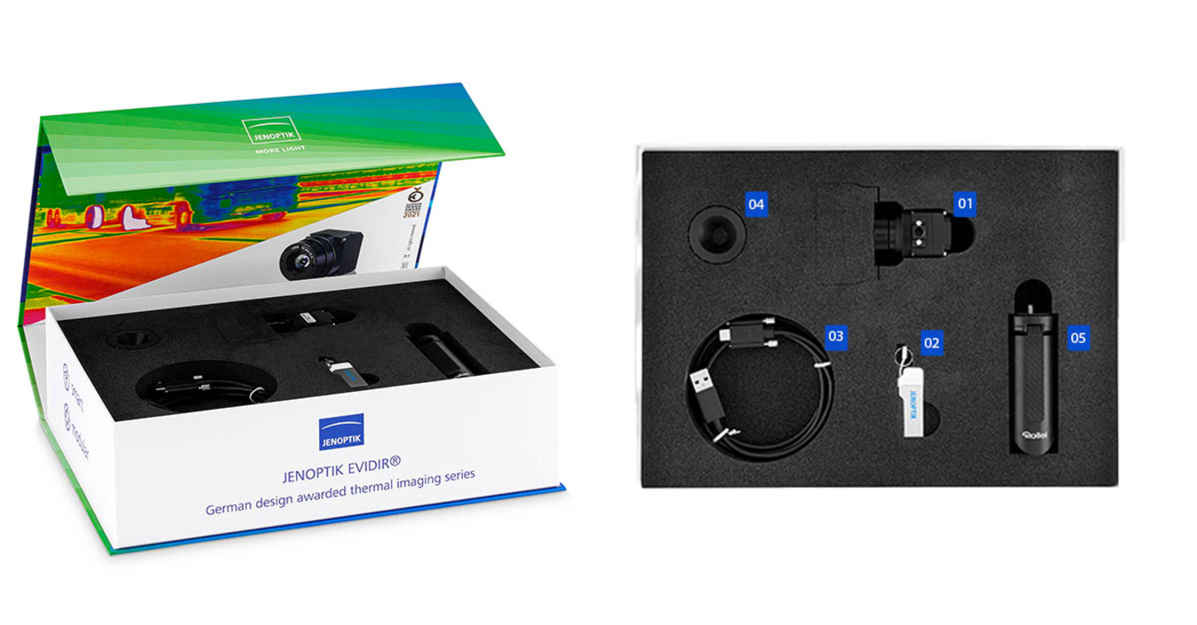 open box with EVIDIR and accessories