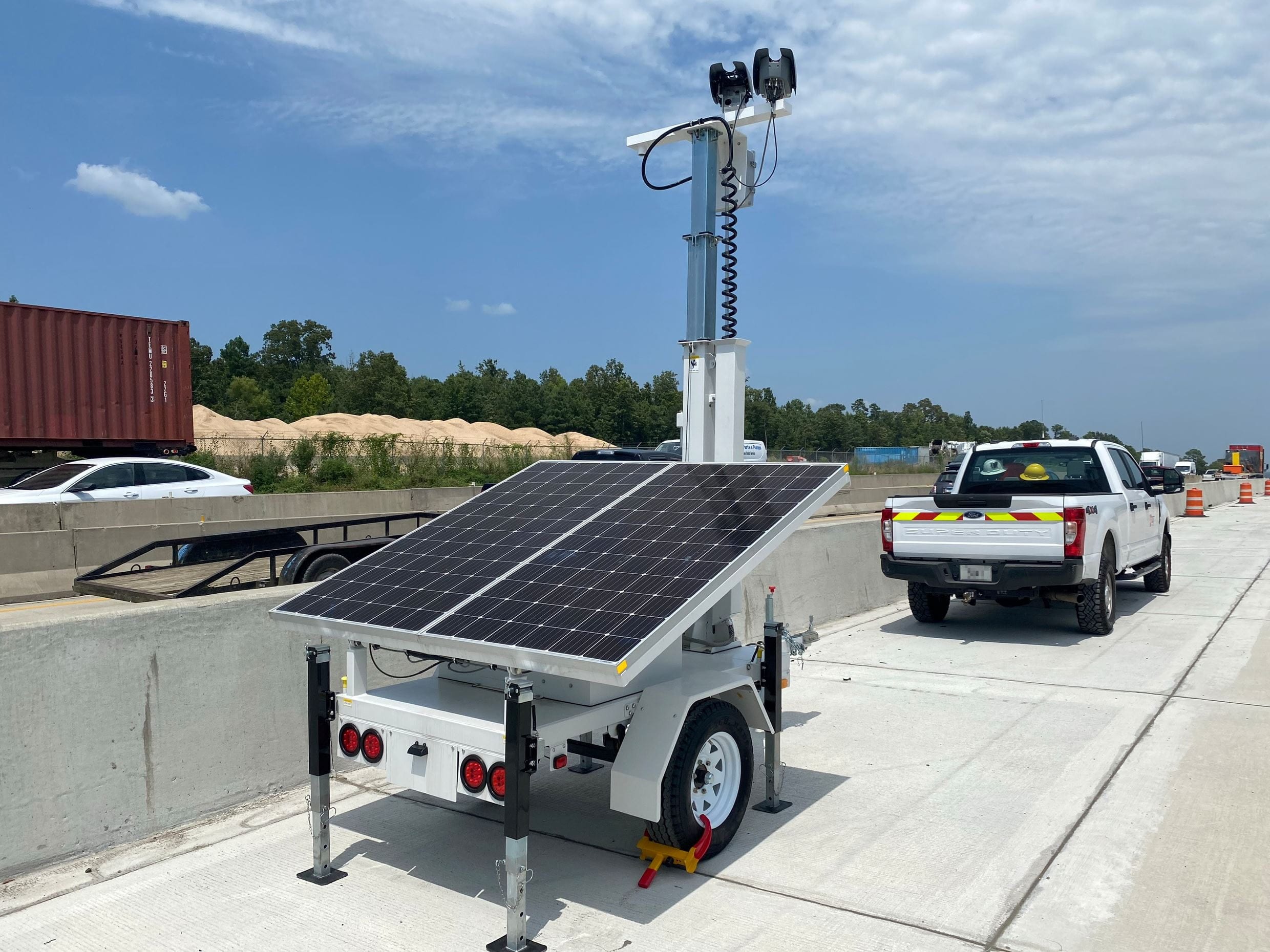 Mobile trailer solution for speeding enforcement on a highway with roadwork